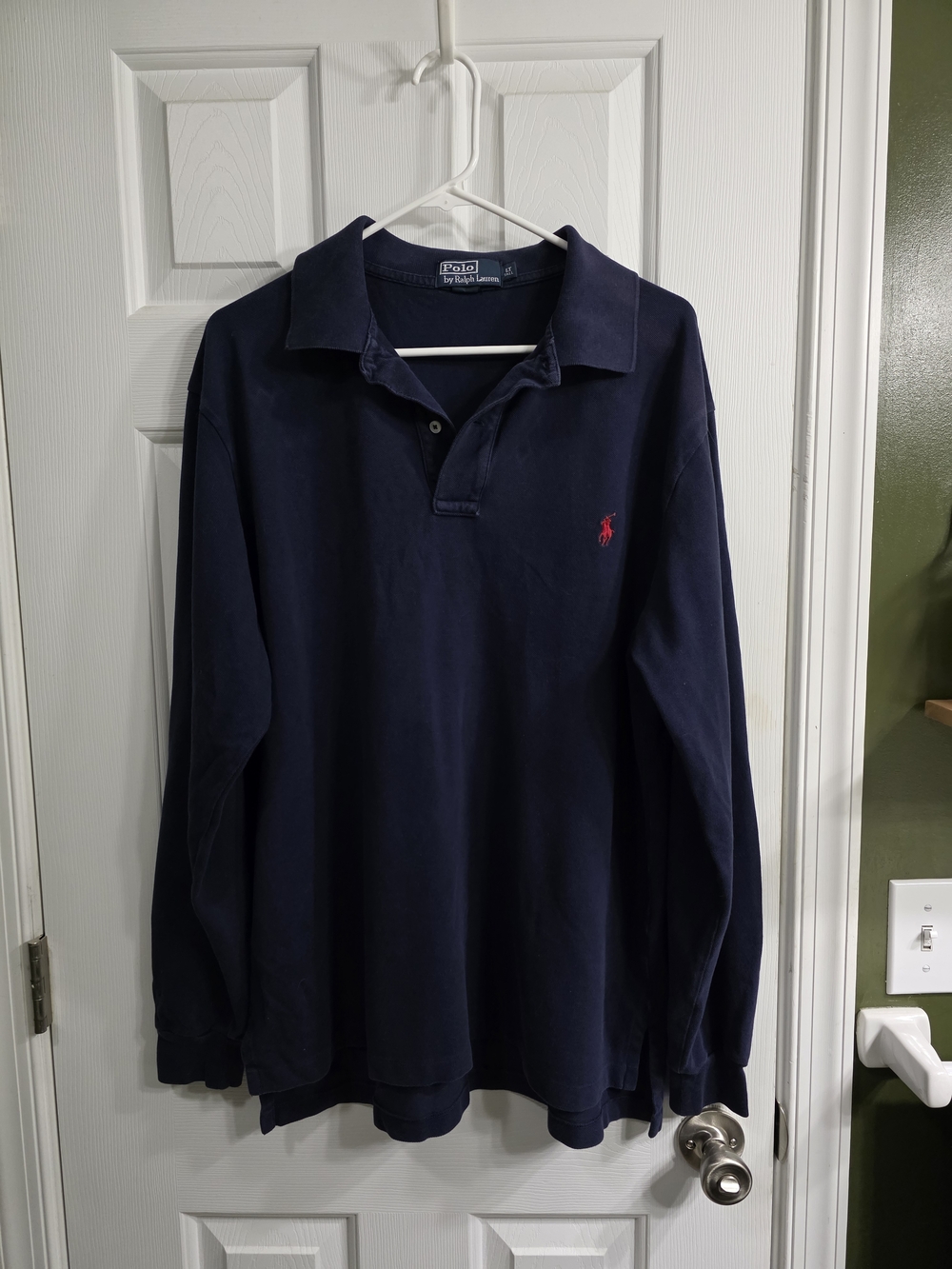 Polo by Ralph Lauren Navy Long-Sleeve Polo with Red Pony